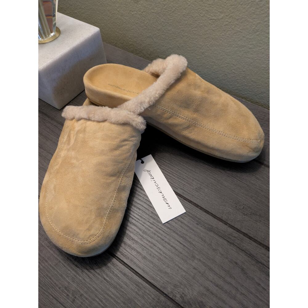 Unsubscribed Suede Shearling Mule Natural Size 8 Women's Shoes